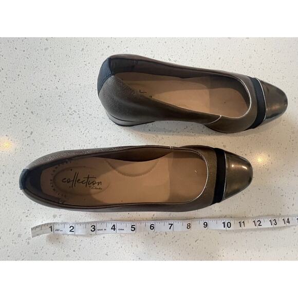 Clarks Collection Ultimate Comfort Heels Pumps Size 8 Pewter & Black - Picture 11 of 11